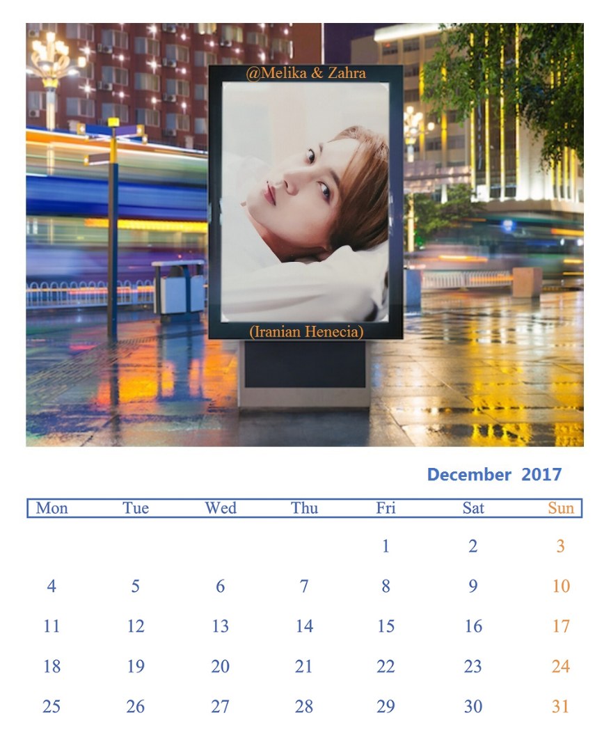 Calendar of December 2017 - Fanart by Melika and Zahra
