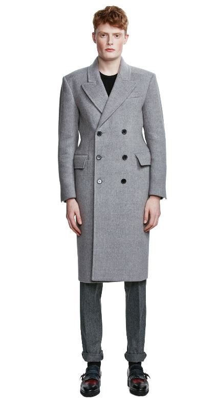 (Tat Collection Gray Check Double-Breasted Coat (3